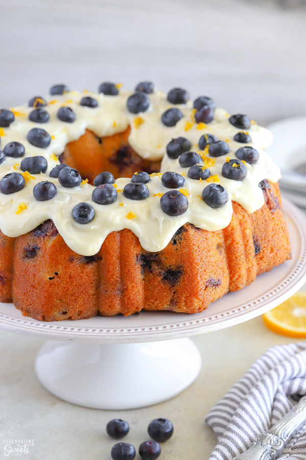 Lemon & Blueberry Bundt Cake with Blueberry Compote & Chantilly Cream